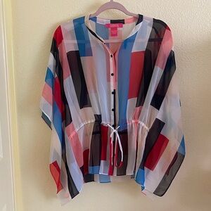 NWOT Catherine Malandrino Vibrant Geometric Women's Blouse, Size S